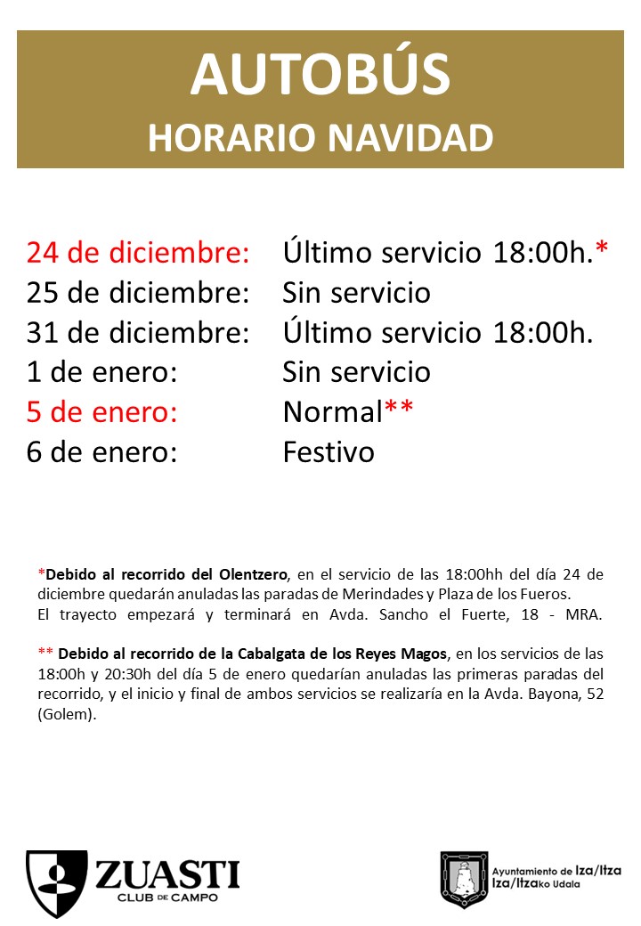 Horario navidad