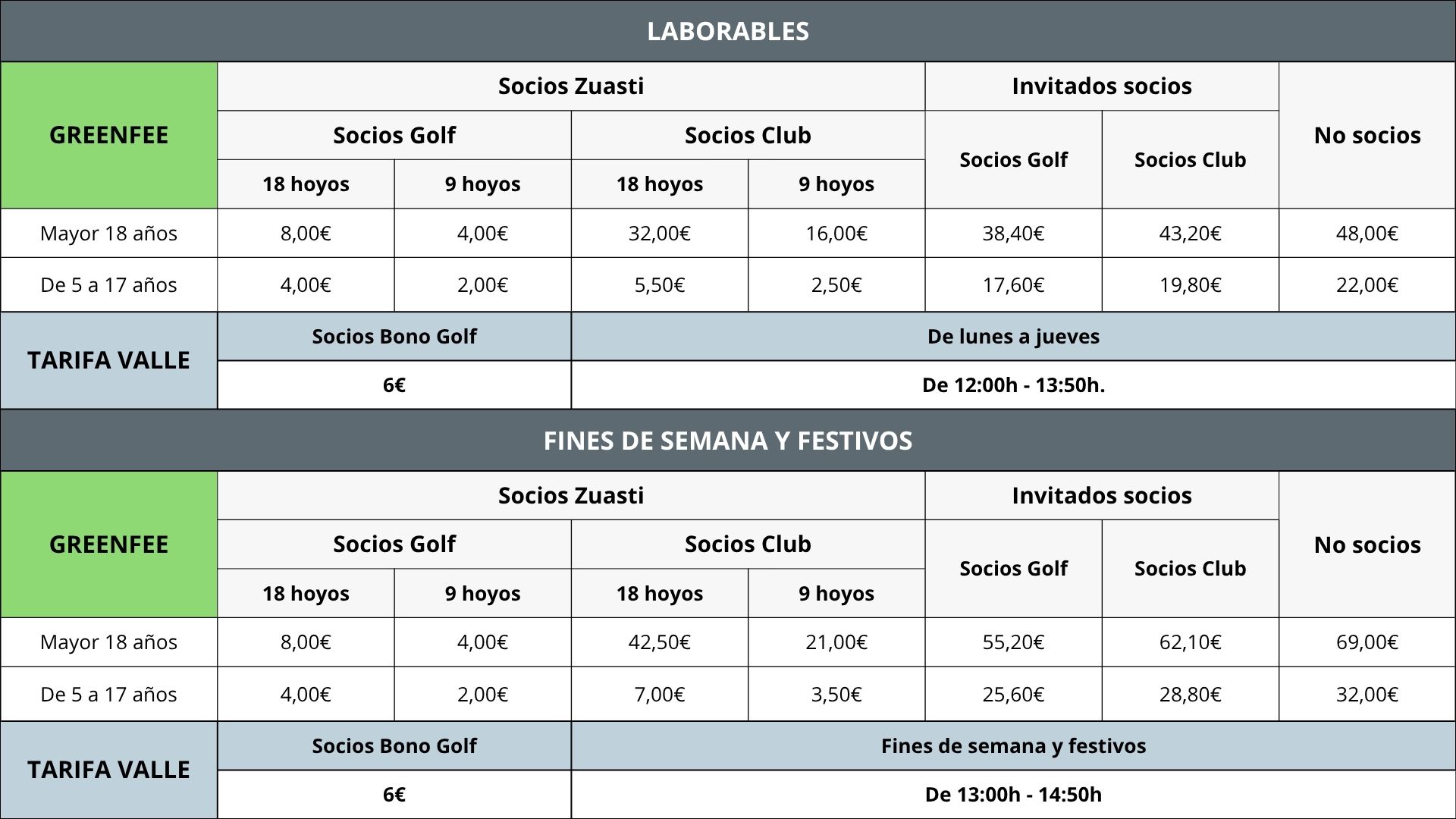 horario para la web bueno