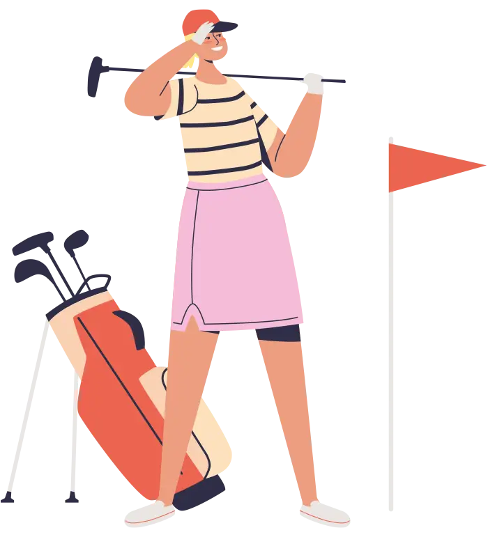 Socia practicando golf en el campo del Club de Campo Zuasti
